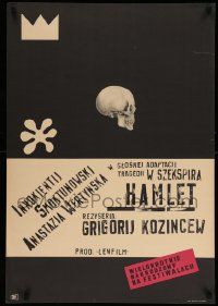 5f299 HAMLET Polish 23x33 '64 Grigori Kozintsev directed, skull & crown by Julian Palka!