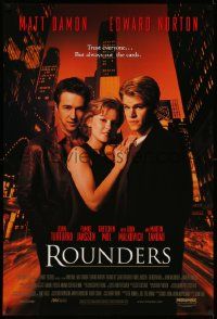 5g774 ROUNDERS 1sh '98 pro poker players Matt Damon & Edward Norton with sexy Gretchen Mol!