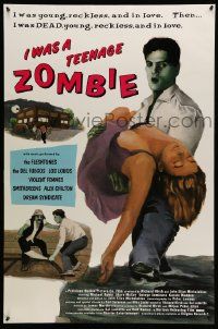 5t917 I WAS A TEENAGE ZOMBIE 27x41 poster '87 wacky art, music by Los Lobos, Violent Femmes!