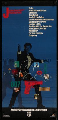 5t920 JAMES BOND 007 HEADQUARTERS 16x34 video poster '84 cool image of Roger Moore as Bond!