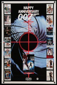 5t514 HAPPY ANNIVERSARY 007 tv poster '87 25 years of James Bond, cool image of many 007 posters!