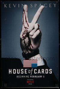 5t691 HOUSE OF CARDS 12x18 special '13 Kevin Spacey, Wright, bloody fingers making peace sign!