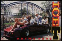 5t188 ICE-T 23x35 music poster '87 Rhyme Pays, image of rapper w/sexy girl on Porsche hood!