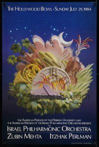 5t192 ISRAEL PHILHARMONIC ORCHESTRA 26x39 music poster '84 paper sculpture art by Leo Monahan!