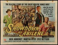 5z878 SHOWDOWN AT ABILENE style B 1/2sh '56 gun-shy sheriff Jock Mahoney, pretty Martha Hyer!