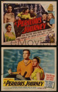 6c341 PERILOUS JOURNEY 8 LCs '53 cool images w/ TC art of sexy Vera Ralston & Scott Brady on ship!