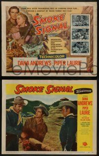 6c434 SMOKE SIGNAL 8 LCs '55 Dana Andrews & Piper Laurie, Native American Indians!