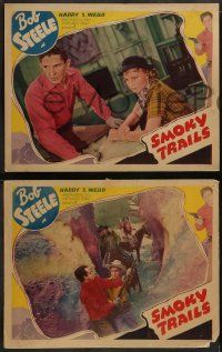 6c854 SMOKY TRAILS 3 LCs '39 great images of cowboy Bob Steele & Jean Carmen!