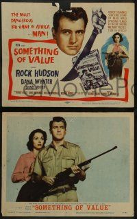 6c438 SOMETHING OF VALUE 8 LCs '57 Rock Hudson & Dana Wynter are hunted in Africa!