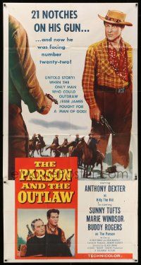 6f133 PARSON & THE OUTLAW 3sh '57 Anthony Dexter stars in the untold story of Billy the Kid!