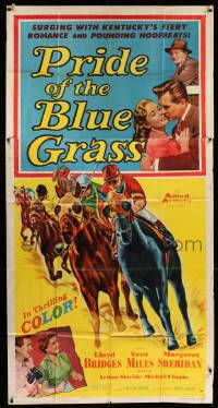 6f141 PRIDE OF THE BLUE GRASS 3sh '54 Lloyd Bridges, Vera Miles, cool horse racing art!