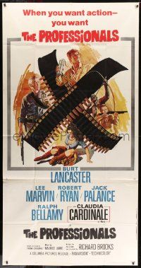 6f143 PROFESSIONALS 3sh R72 Burt Lancaster, Lee Marvin, Claudia Cardinale, Terpning art!