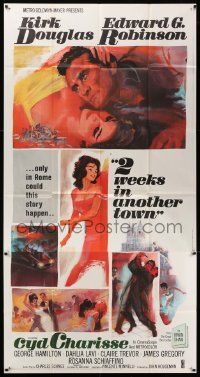 6f176 TWO WEEKS IN ANOTHER TOWN 3sh '62 cool art of Kirk Douglas & sexy Cyd Charisse by Bart Doe!