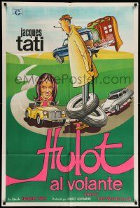 6f971 TRAFFIC Argentinean '71 great wacky art of Jacques Tati as Mr. Hulot!