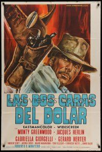 6f979 TWO SIDES OF THE DOLLAR Argentinean '67 great spaghetti western art of cowboy & gun!