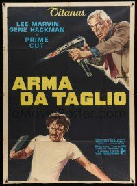 6f460 PRIME CUT Italian 1p '72 Lee Marvin w/machine gun, Gene Hackman w/cleaver, Ciriello art!