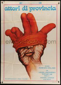 6f462 PROVINCIAL ACTORS Italian 1p '80 wild Andrzej Pagowski art of face-hand wearing a glove!