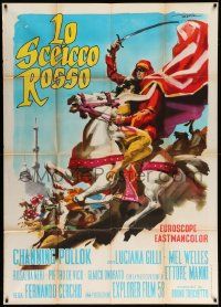 6f467 RED SHEIK Italian 1p '62 cool art of Channing Pollock on horse by Enrico De Seta!