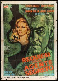 6f468 REQUIEM FOR A SECRET AGENT Italian 1p '67 cool art of Stewart Granger & sexy Bianchi in gun!