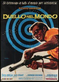 6f630 RING AROUND THE WORLD Italian 2p '66 Giuliano Nistri art of crazed Richard Harrison with gun!