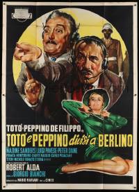 6f655 TOTO & PEPPINO DIVIDED IN BERLIN Italian 2p '62 Olivetti art of the comedy duo + sexy girl!