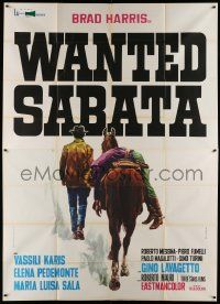 6f662 WANTED SABATA Italian 2p '70 spaghetti western art of Brad Harris with dead guy on horse!