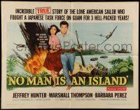 6g719 NO MAN IS AN ISLAND 1/2sh '62 U.S. Navy sailor Jeffrey Hunter fought in Guam by himself!