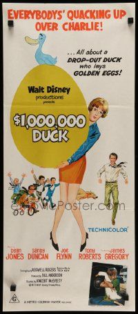 6k684 $1,000,000 DUCK Aust daybill '71 Disney, a duck lays a 24 karat omelet!