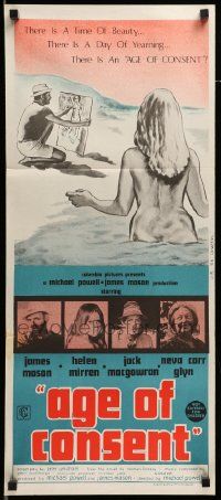 6k691 AGE OF CONSENT Aust daybill '69 Michael Powell directed, James Mason, young Helen Mirren!