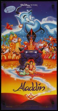 6k694 ALADDIN Aust daybill '93 Walt Disney Arabian fantasy cartoon, Calvin Patton art of cast!