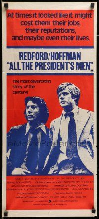 6k696 ALL THE PRESIDENT'S MEN Aust daybill '76 Hoffman & Robert Redford as Woodward & Bernstein!