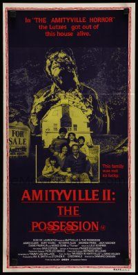 6k701 AMITYVILLE II Aust daybill '82 The Possession, creepy horror image!