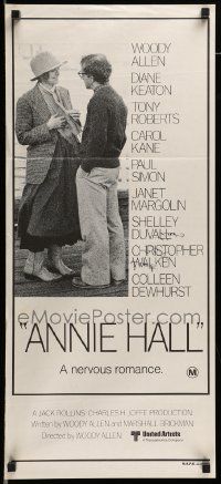 6k703 ANNIE HALL Aust daybill '77 full-length Woody Allen & Diane Keaton, a nervous romance!