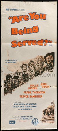 6k706 ARE YOU BEING SERVED Aust daybill '77 Wendy Richard, Langford art from classic English TV!