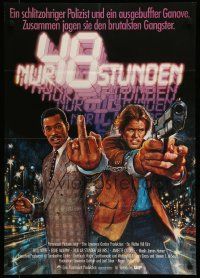 6k281 48 HRS. German '83 different art of Nick Nolte w/gun & Eddie Murphy giving the finger!