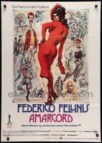 6k285 AMARCORD German '74 Federico Fellini classic comedy, cool artwork!