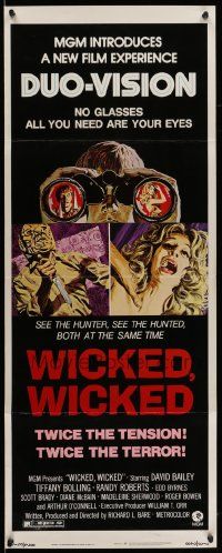 6p994 WICKED WICKED insert '73 Tiffany Bolling, twice the terror, sexy horror art!