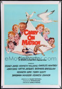 6t321 CARRY ON MATRON linen English 1sh '72 English sex, wacky cast montage art by Arnaldo Putzu!