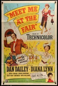 6y486 MEET ME AT THE FAIR 1sh '53 Dan Dailey, Diana Lynn, Scatman Crothers, cool musical art!