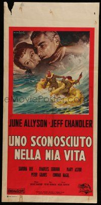 7j312 STRANGER IN MY ARMS Italian locandina '59 art of Jeff Chandler holding pretty June Allyson!