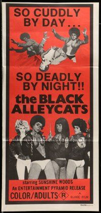 7r290 BLACK ALLEYCATS Aust daybill '73 artwork of sexy bad black chicks!