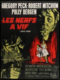 7y365 CAPE FEAR French 1p '62 Gregory Peck, Robert Mitchum, classic film noir, cool different art!