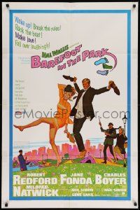 7z092 BAREFOOT IN THE PARK 1sh '67 McGinnis art of Robert Redford & Jane Fonda in Central Park!