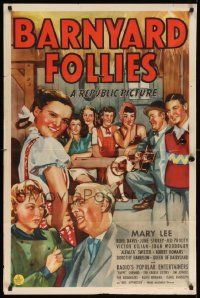 7z093 BARNYARD FOLLIES 1sh '40 Mary Lee, Rufe Davis country western musical!