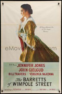 7z094 BARRETTS OF WIMPOLE STREET 1sh '57 art of pretty Jennifer Jones as Elizabeth Browning!