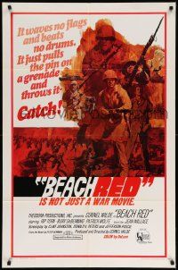 7z098 BEACH RED 1sh '67 Cornel Wilde, Rip Torn, cool art of World War II soldiers!