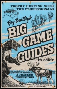 7z119 BIG GAME GUIDES 1sh '72 cool nature animal documentary, art of bear, moose and more!