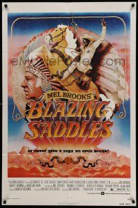 7z127 BLAZING SADDLES 1sh '74 classic Mel Brooks western, art of Cleavon Little by Alvin!