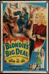 7z131 BLONDIE'S BIG DEAL 1sh '49 cool artwork of Penny Singleton & Arthur Lake as Dagwood!