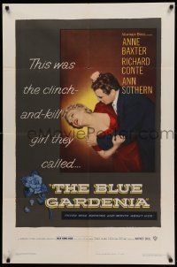 7z136 BLUE GARDENIA 1sh '53 Fritz Lang, Anne Baxter, there was nothing lily-white about her!